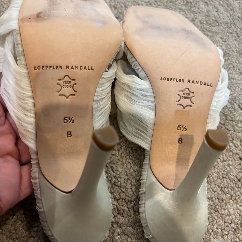 Loeffler Randall White Heeled Mules with Bow Detail - Picture 6 of 9